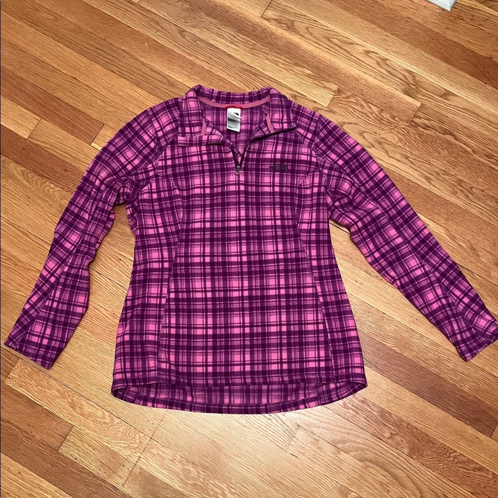 The North Face Pink Plaid Fleece Size Large
